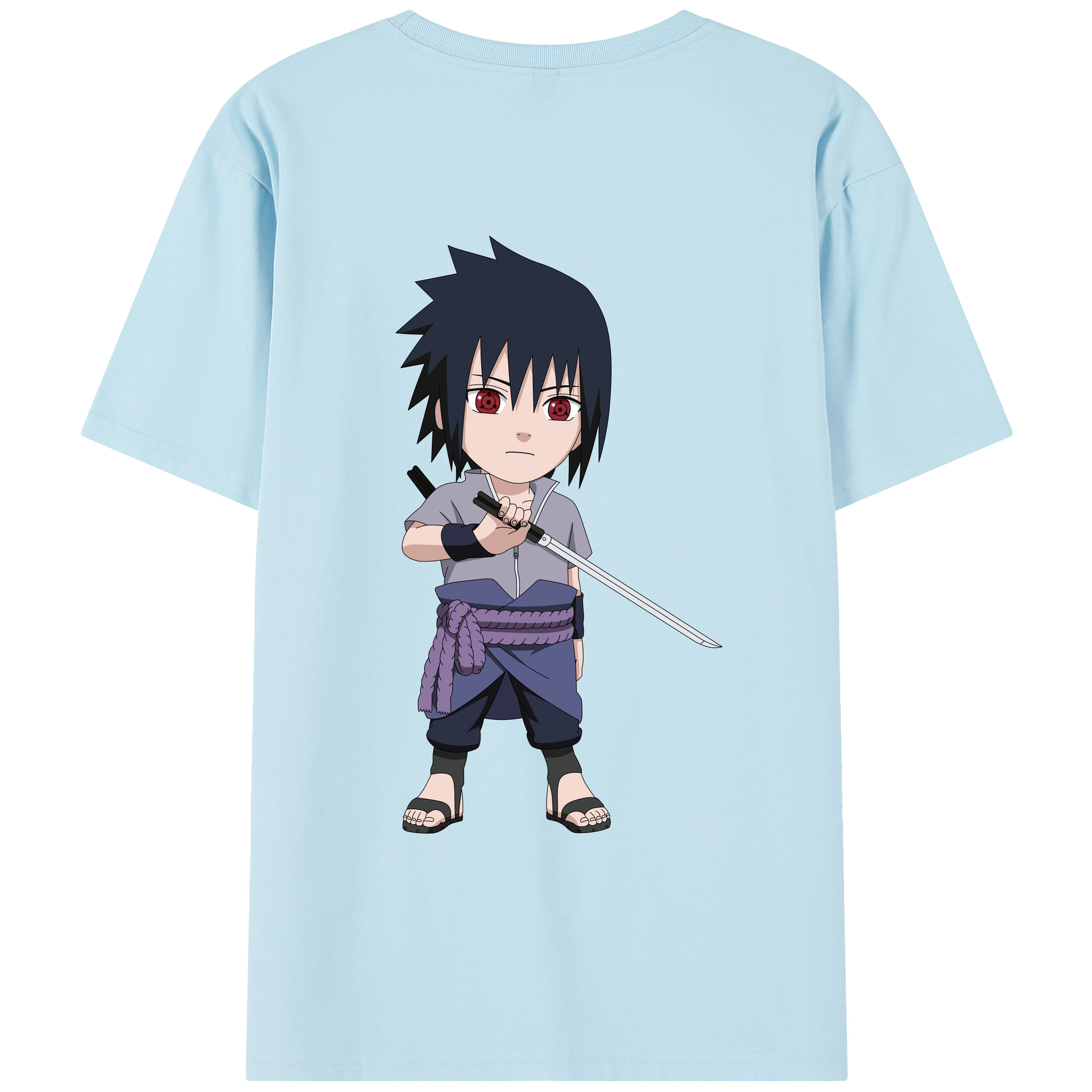 （画像用） NARUTO -ナルト- うちは サスケ Uchiha Sasuke 綿100％半袖Tシャツ（背面プリント）